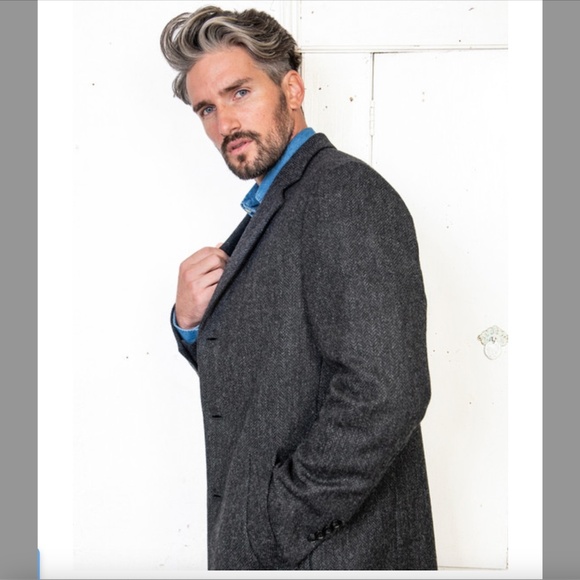 THEORY Mens Herringbone Wool-Blend 3/4 Length Topcoat EUC/sz M - Picture 2 of 16